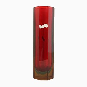 Square 8-Sided Red, Green, Blue & Yellow Murano Block Vase-EZZ-704657