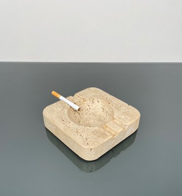 Square Ashtray in Travertine Attributed to Fratelli Mannelli, Italy, 1970s-LYQ-1288544