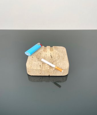 Square Ashtray in Travertine Attributed to Fratelli Mannelli, Italy, 1970s-LYQ-1288544