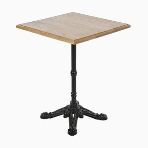 Square Bistro Table in Wood & Cast Iron-NQ-1340980