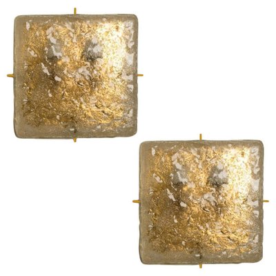 Square Brass & Glass Flush Mount Lights from Limburg Glashütte, 1970s-VDW-1353404