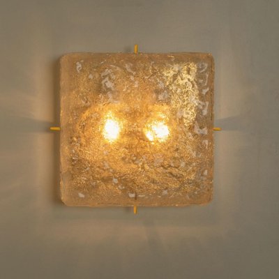 Square Brass & Glass Flush Mount Lights from Limburg Glashütte, 1970s-VDW-1353404