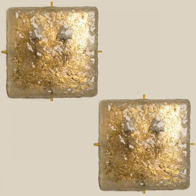 Square Brass & Glass Flush Mount Lights from Limburg Glashütte, 1970s-VDW-1353404