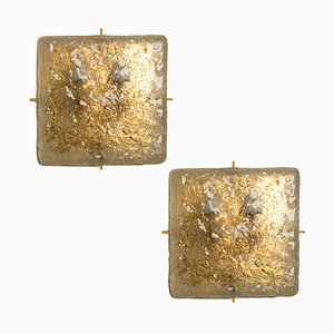 Square Brass & Glass Flush Mount Lights from Limburg Glashütte, 1970s-VDW-1353404