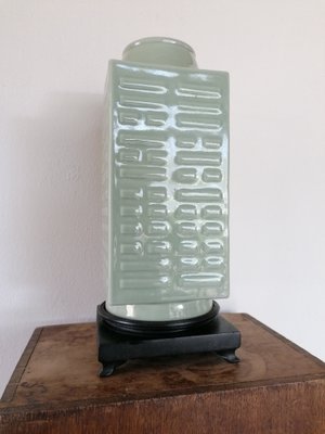 Square Celadon Glazed Trigram Cong Vase, 20th Century-GO-980570