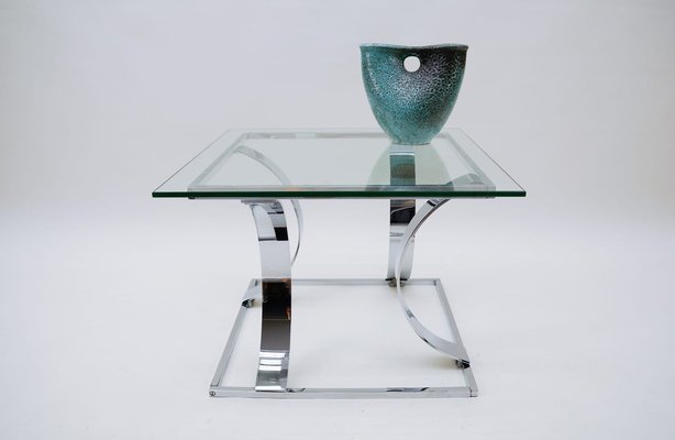 Square Chrome Coffee Table, 1970s, Italy-KQB-989146