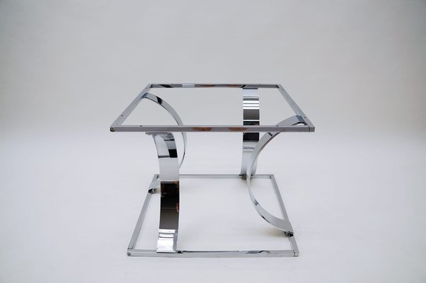 Square Chrome Coffee Table, 1970s, Italy-KQB-989146