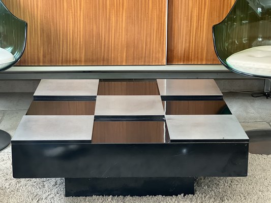 Square Coffee Table in Lacquered Steel and Brushed by Mario Sabot, 1970s-SSK-1705218