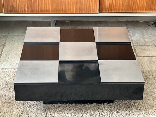 Square Coffee Table in Lacquered Steel and Brushed by Mario Sabot, 1970s-SSK-1705218