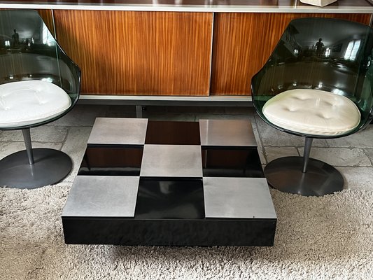 Square Coffee Table in Lacquered Steel and Brushed by Mario Sabot, 1970s-SSK-1705218