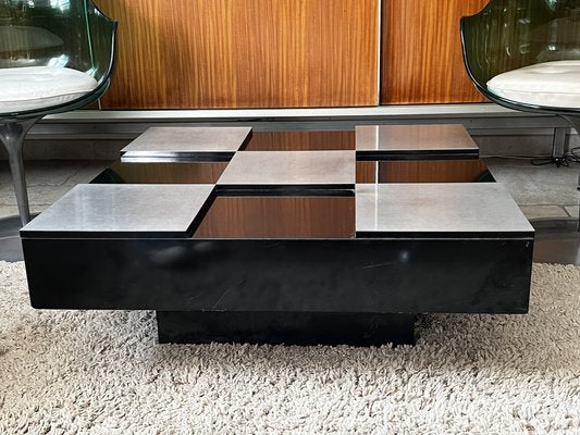 Square Coffee Table in Lacquered Steel and Brushed by Mario Sabot, 1970s-SSK-1705218