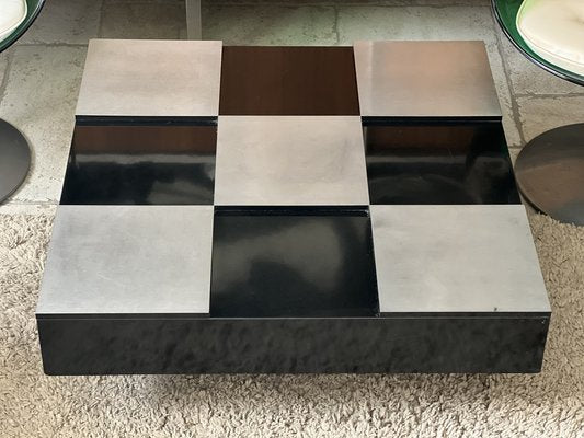 Square Coffee Table in Lacquered Steel and Brushed by Mario Sabot, 1970s-SSK-1705218