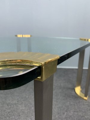 Square Coffee Table with Glass Plate and Brass Legs by Peter Ghyczy, 1970s-VQG-737850