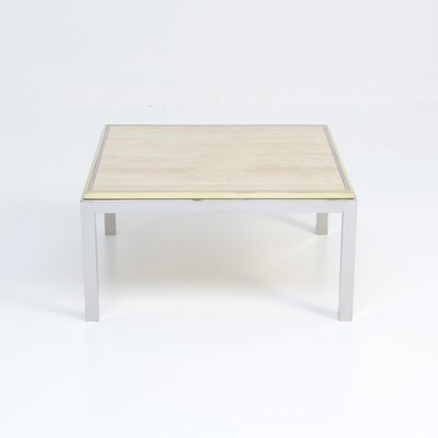 Square Coffee Table with Travertine Top from Reggiani, 1970s-VT-639821