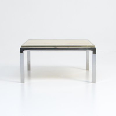 Square Coffee Table with Travertine Top from Reggiani, 1970s-VT-639821