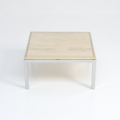 Square Coffee Table with Travertine Top from Reggiani, 1970s-VT-639821