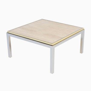 Square Coffee Table with Travertine Top from Reggiani, 1970s-VT-639821