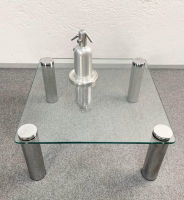 Square Glass and Chrome Coffee Table by Marco Zanuso for Zanotta, Italy, 1960s-JDR-1126255