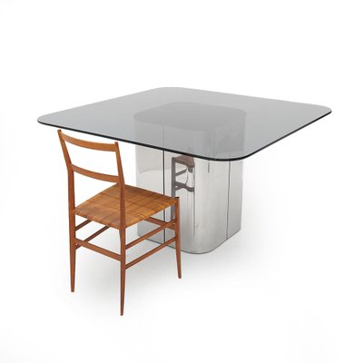 Square Glass and Steel Table by Marco Zanuso for Elam, 1970s-EZ-2041233