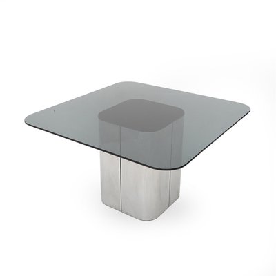 Square Glass and Steel Table by Marco Zanuso for Elam, 1970s-EZ-2041233