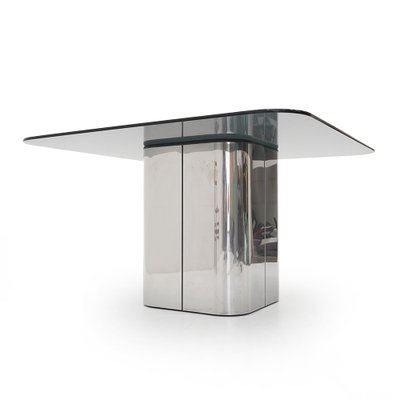 Square Glass and Steel Table by Marco Zanuso for Elam, 1970s-EZ-2041233