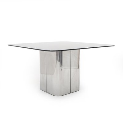 Square Glass and Steel Table by Marco Zanuso for Elam, 1970s-EZ-2041233