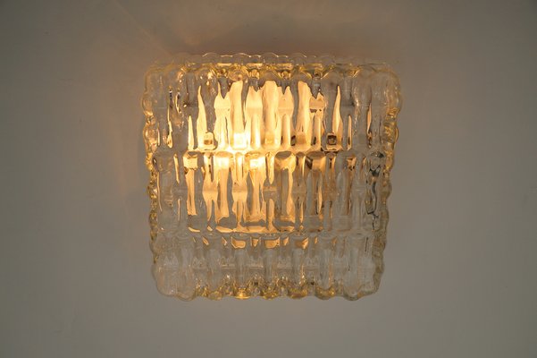 Square Glass Flush Mount or Wall Lamp, 1960s-KQB-1818315