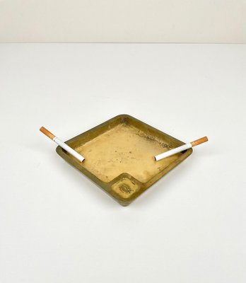 Square Solid Brass Ashtrays, Italy, 1960s, Set of 2-LYQ-1321729