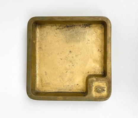 Square Solid Brass Ashtrays, Italy, 1960s, Set of 2-LYQ-1321729