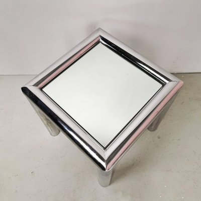 Square Steel and Mirror Coffee Table by Renato Zevi, 1970s-PRS-1289780