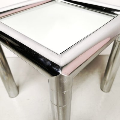 Square Steel and Mirror Coffee Table by Renato Zevi, 1970s-PRS-1289780