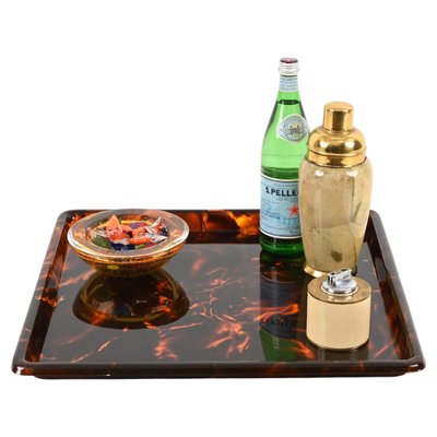 Square Tortoiseshell Effect Acrylic Serving Tray by Christian Dior, Italy, 1970s-JDR-1798569