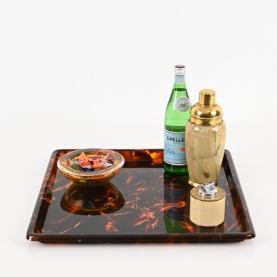 Square Tortoiseshell Effect Acrylic Serving Tray by Christian Dior, Italy, 1970s-JDR-1798569