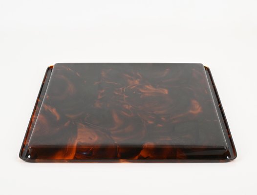 Square Tortoiseshell Effect Acrylic Serving Tray by Christian Dior, Italy, 1970s-JDR-1798569