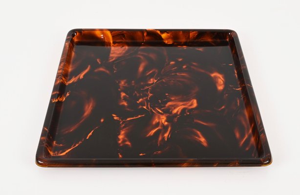 Square Tortoiseshell Effect Acrylic Serving Tray by Christian Dior, Italy, 1970s-JDR-1798569