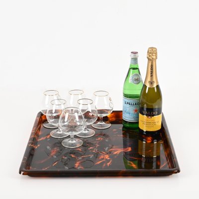 Square Tortoiseshell Effect Acrylic Serving Tray by Christian Dior, Italy, 1970s-JDR-1798569