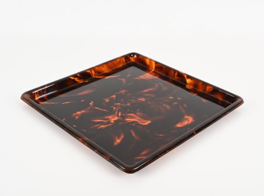 Square Tortoiseshell Effect Acrylic Serving Tray by Christian Dior, Italy, 1970s-JDR-1798569