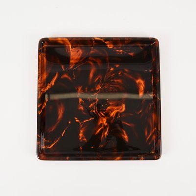 Square Tortoiseshell Effect Acrylic Serving Tray by Christian Dior, Italy, 1970s-JDR-1798569