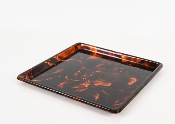 Square Tortoiseshell Effect Acrylic Serving Tray by Christian Dior, Italy, 1970s-JDR-1798569