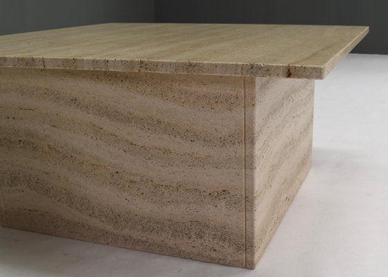 Square Travertine Coffee Table in the Style of Up&Up Mangiarotti, Italy, 1970s-TE-892945