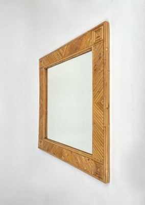 Square Wall Mirror in Rattan & Bamboo Attributed to Vivai Del Sud, Italy, 1970s-LYQ-1288540