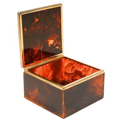 Squared Box in Faux Tortoiseshell & Acrylic Glass in the style of Christian Dior, Italy, 1970s-LYQ-1729863