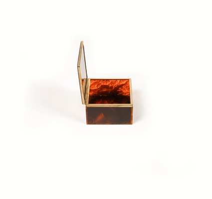 Squared Box in Faux Tortoiseshell & Acrylic Glass in the style of Christian Dior, Italy, 1970s-LYQ-1729863