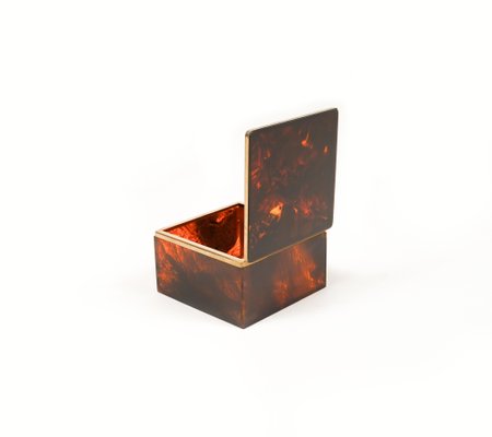 Squared Box in Faux Tortoiseshell & Acrylic Glass in the style of Christian Dior, Italy, 1970s-LYQ-1729863