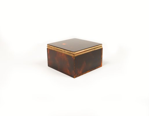 Squared Box in Faux Tortoiseshell & Acrylic Glass in the style of Christian Dior, Italy, 1970s-LYQ-1729863