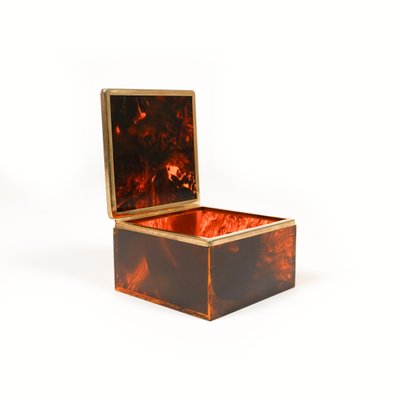 Squared Box in Faux Tortoiseshell & Acrylic Glass in the style of Christian Dior, Italy, 1970s-LYQ-1729863