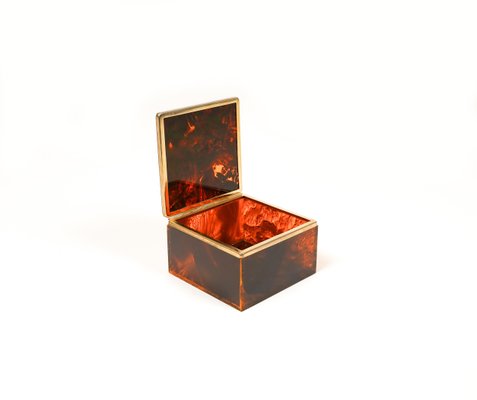 Squared Box in Faux Tortoiseshell & Acrylic Glass in the style of Christian Dior, Italy, 1970s-LYQ-1729863