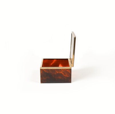 Squared Box in Faux Tortoiseshell & Acrylic Glass in the style of Christian Dior, Italy, 1970s-LYQ-1729863