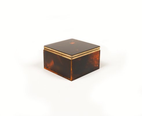 Squared Box in Faux Tortoiseshell & Acrylic Glass in the style of Christian Dior, Italy, 1970s-LYQ-1729863