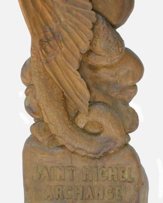 St Michel Archangel Sculpture by P. Barlaud, 1930-ARU-1786649